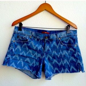 7 For All Mankind Herringbone Chevron Denim Shorts